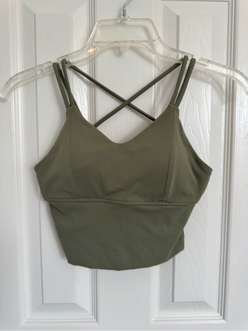 Double-Strap Olive Green Sports Bralette